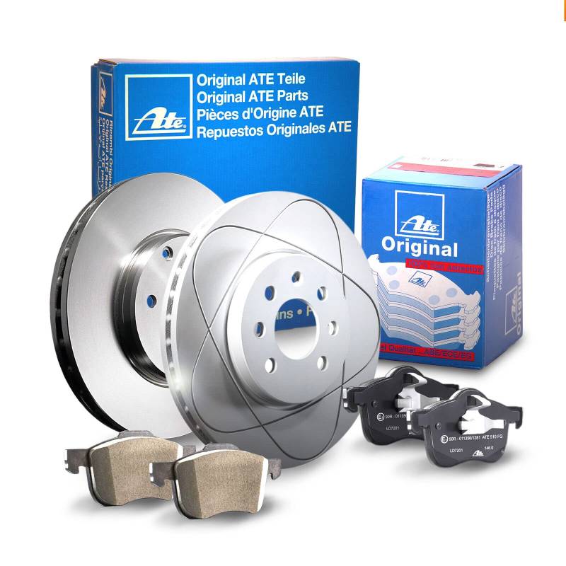 ATE Bremsen-Set 2 Bremsscheiben + Bremsbeläge Ø348 Einbau Vorne Bremsscheiben-Set Scheibenbremsen passend für BMW 5 E60 5 Touring E61 6 E64 von ATE Bundle