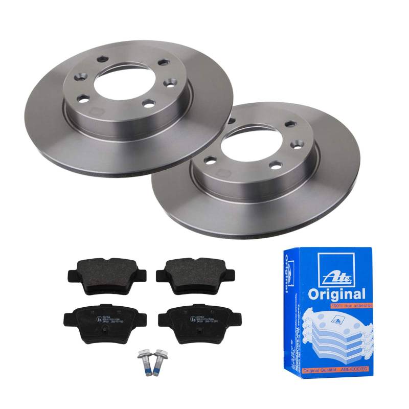 ATE Bremsen-Set 2 Bremsscheiben + Bremsbeläge Ø247 Einbau Hinten Bremsscheiben-Set Scheibenbremsen passend für Peugeot 307 3A/100 307 SW 3H von ATE Bundle