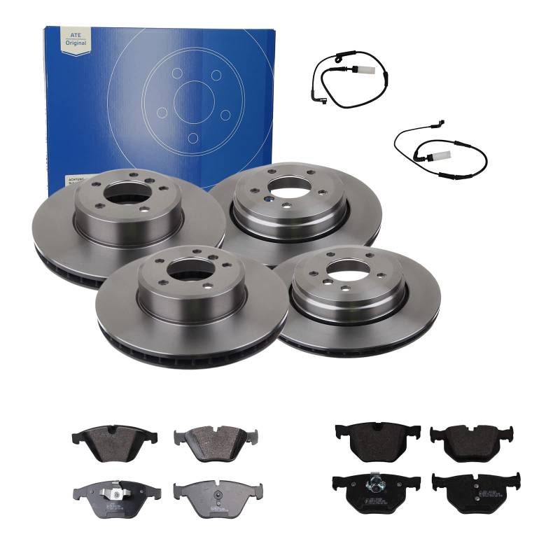 ATE Bremsen-Set 2 Bremsscheiben Ceramic + Bremsbeläge Einbau Vorne Hinten Bremsscheiben-Set Scheibenbremsen SIZW210C74 passend für BMW 5 E60 6 E63 E64 von ATE Bundle