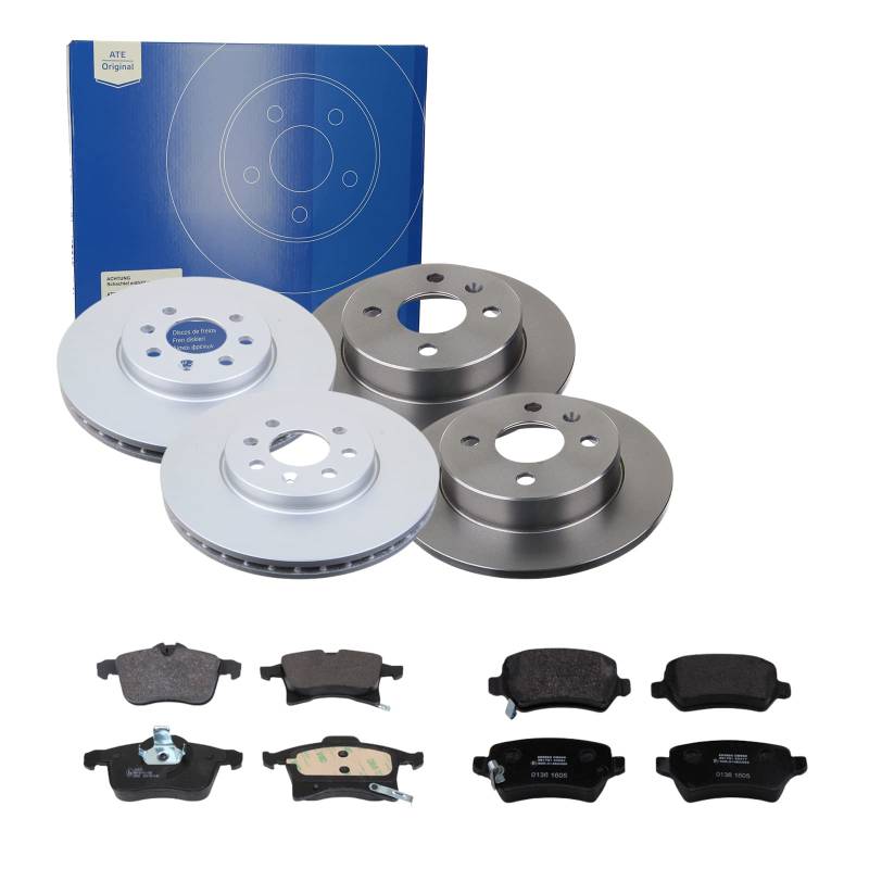 ATE Bremsen-Set 2 Bremsscheiben Ceramic + Bremsbeläge Einbau Vorne Hinten Bremsscheiben-Set Scheibenbremsen SIZW2136F8 passend für Opel Astra H A04 von ATE Bundle