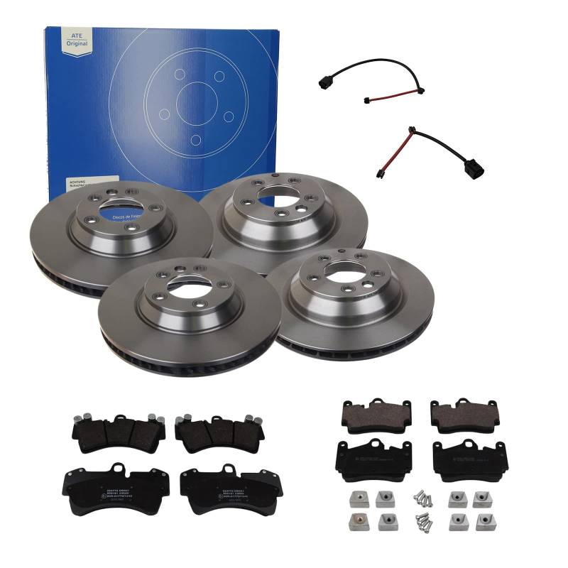 ATE Bremsen-Set 2 Bremsscheiben Ceramic + Bremsbeläge Einbau Vorne Hinten Bremsscheiben-Set Scheibenbremsen passend für Audi Q7 4LB von ATE Bundle