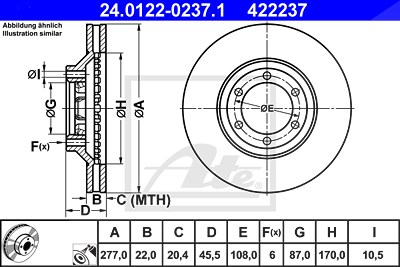 Ate 2x Bremsscheibe für Hyundai, Mitsubishi von ATE