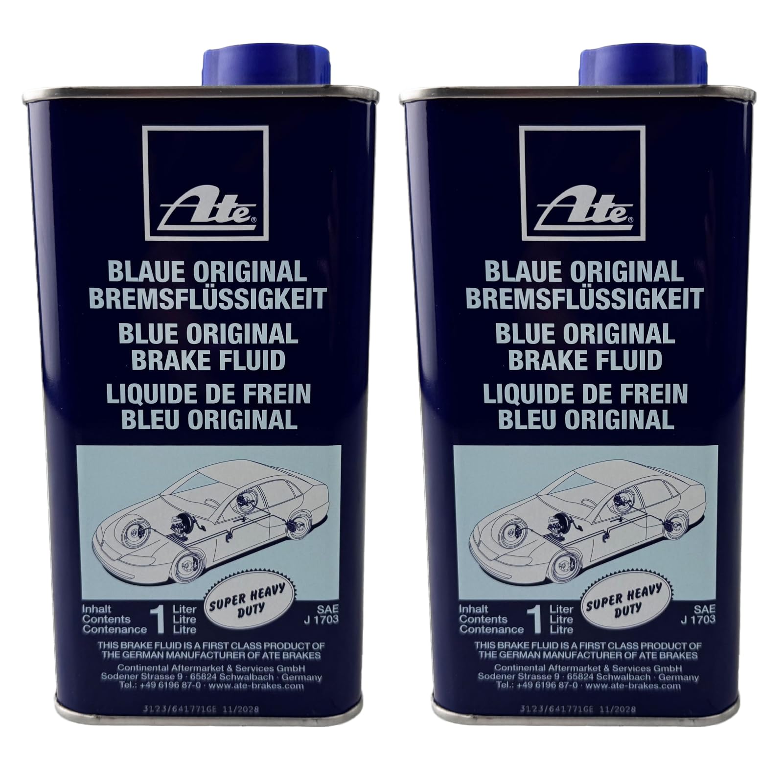 2x Original ATE Bremsflüssigkeit Brake Fluid G DOT 3 Kanne 1L // 03.9901-5302.2 von ATE