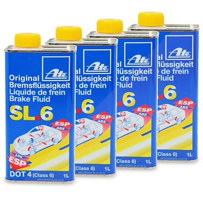 Ate 4x 1 Liter Bremsflüssigkeit SL.6 DOT4 [Hersteller-Nr. 03.9901-6402.2] von ATE