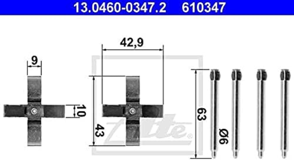ATE 13.0460-0347.2 Zubehörsatz, Scheibenbremsbelag von ATE
