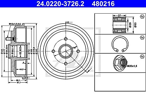 ATE 24.0220-3726.2 Bremstrommel von ATE