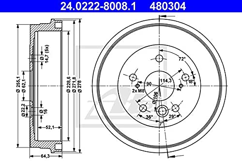 ATE 24.0222-8008.1 Bremstrommel- (Paar) von ATE