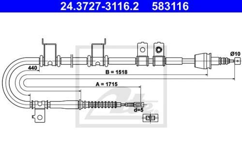 ATE 24.3727-3116.2 Seilzug, Feststellbremse von ATE