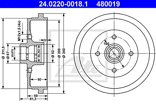 ATE 24022000181 Bremstrommel von ATE