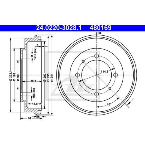 ATE 24022030281 Bremstrommel von ATE