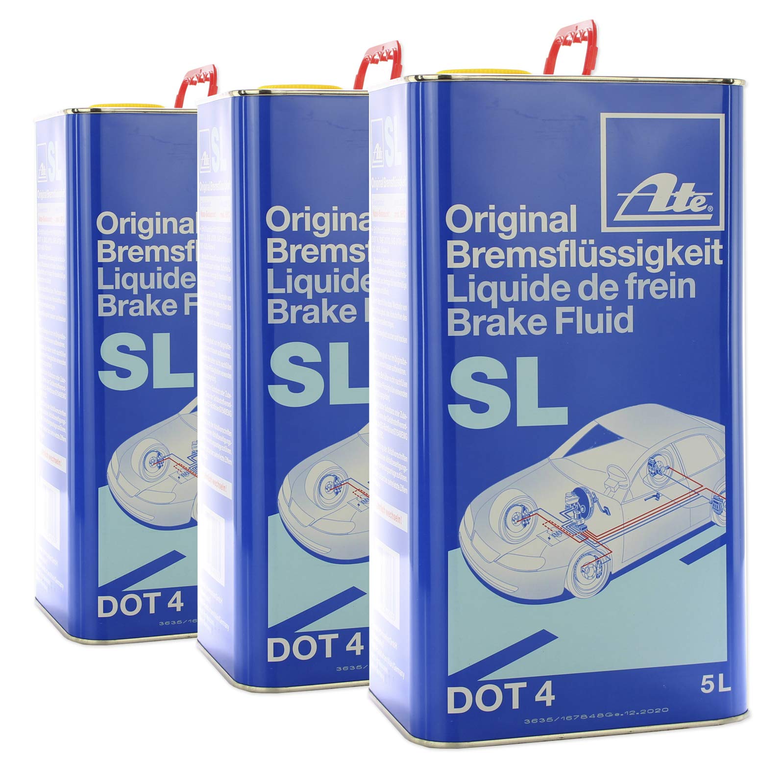 ATE 3X Original Bremsflüssigkeit Brake Fluid SL DOT4 5 Liter // 03.9901-5803.2 von ATE