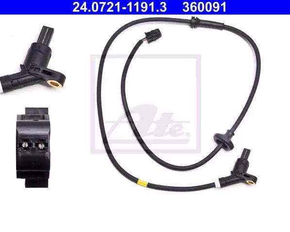 ATE ABS Sensor VW 24.0721-1191.3 1H0927807B,1H0927807D Drehzahlsensor,Raddrehzahl Sensor,Drehzahlgeber,ESP-Sensor,Sensor, Raddrehzahl von ATE