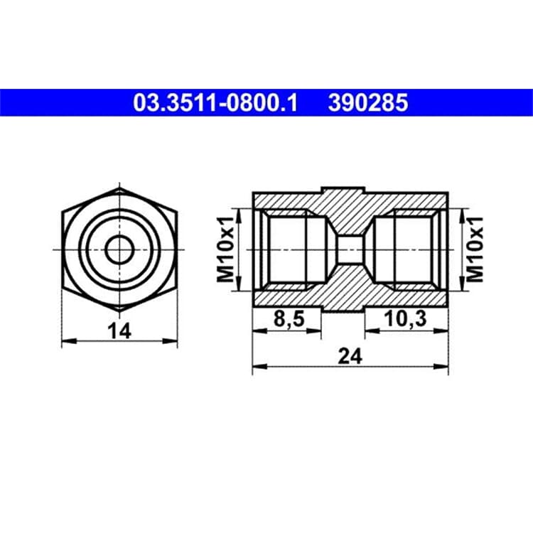 ATE Adapter f?r Bremsleitung 14mm von ATE