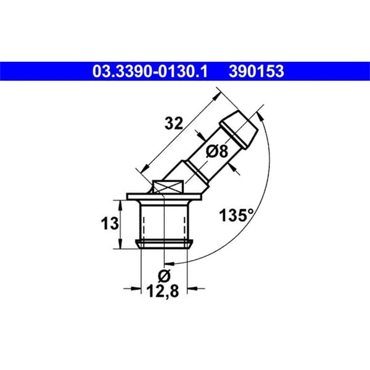 ATE Anschlu?stutzen Schlauchleitung 03.3390-0130.1 von ATE