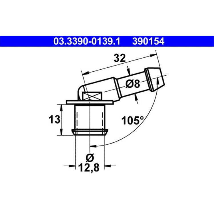 ATE Anschlussstutzen Schlauchleitung von ATE