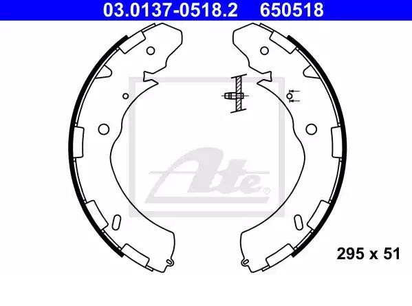 ATE Bremsbacken FIAT,MITSUBISHI 03.0137-0518.2 4600A122,6000609727,6000609728 Trommelbremsbacken,Bremsbackensatz 4600A106 von ATE