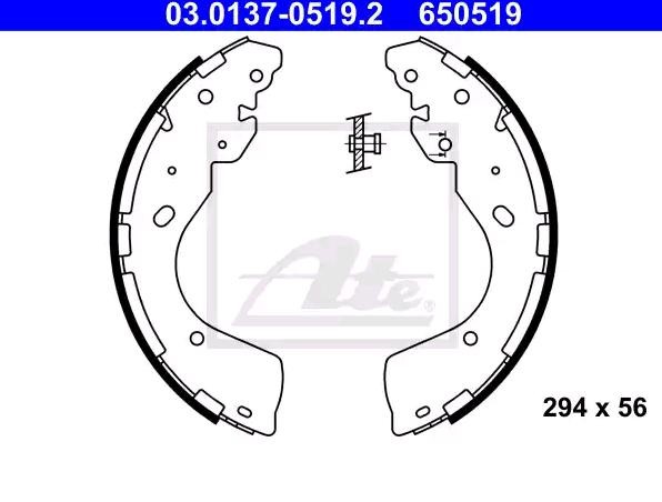 ATE Bremsbacken FORD,RENAULT,NISSAN 03.0137-0519.2 AB312200BA,44060EB326,44060EB327 Trommelbremsbacken,Bremsbackensatz D4060EB36A,1727211 von ATE