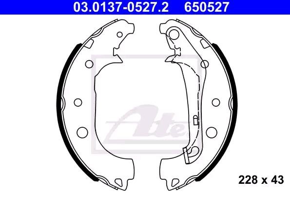 ATE Bremsbacken FORD 03.0137-0527.2 1782874,CN152200AA Trommelbremsbacken,Bremsbackensatz von ATE