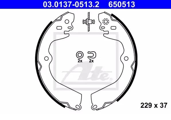 ATE Bremsbacken NISSAN 03.0137-0513.2 D4060JX00A,D4060JX01A Trommelbremsbacken,Bremsbackensatz von ATE