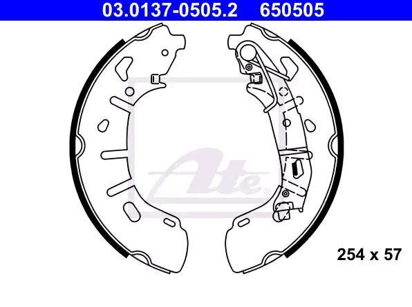 ATE Bremsbacken OPEL,FIAT,VAUXHALL 03.0137-0505.2 51928531,77365346,77367388 Trommelbremsbacken,Bremsbackensatz 1605166,1605188,95512096,95515317 von ATE