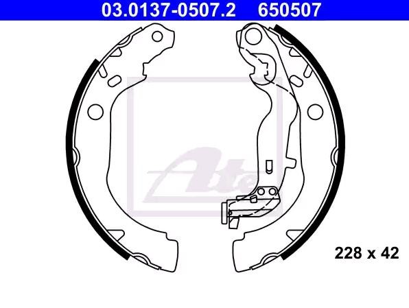 ATE Bremsbacken RENAULT,DACIA 03.0137-0507.2 440605238R,440607493R Trommelbremsbacken,Bremsbackensatz von ATE