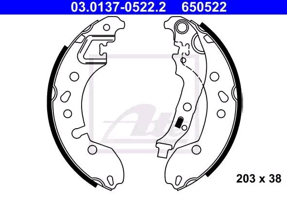 ATE Bremsbacken RENAULT,SMART 03.0137-0522.2 440603961R,4534230100,440601843R Trommelbremsbacken,Bremsbackensatz von ATE