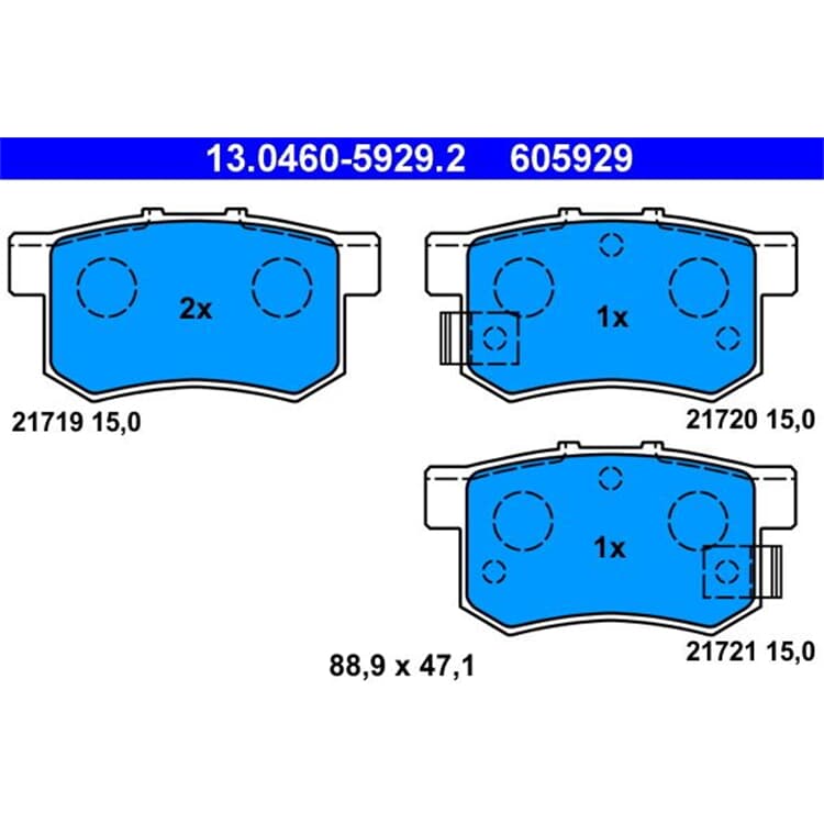 ATE Bremsbel?ge hinten Fiat Honda MG Rover Suzuki von ATE