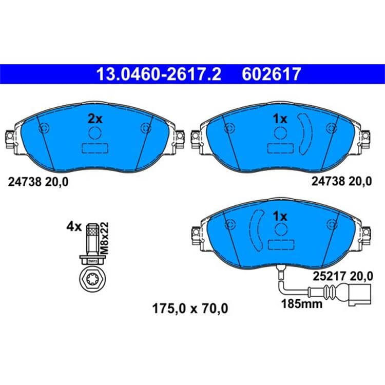 ATE Bremsbel?ge vorne Audi A3 Q3 Seat Leon Skoda VW Tiguan von ATE