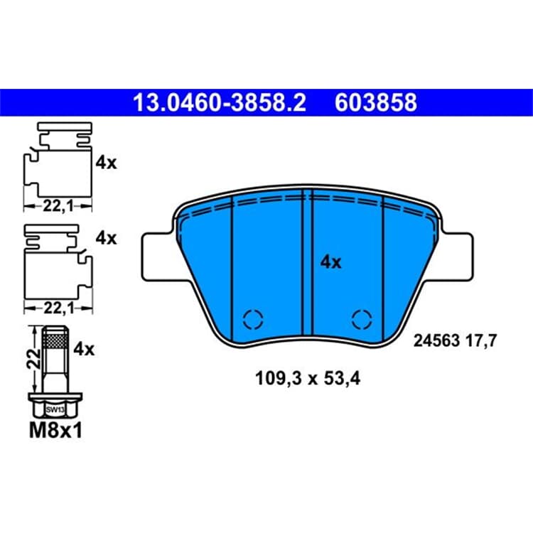 ATE Bremsbel?ge hinten Audi A1 A3 Seat Leon Skoda VW von ATE