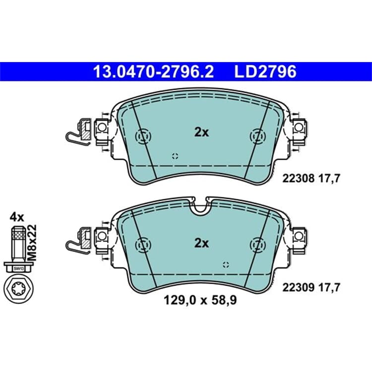 ATE Bremsbel?ge hinten Audi A4 A5 A6 A7 A8 Q5 Q7 VW Touareg von ATE