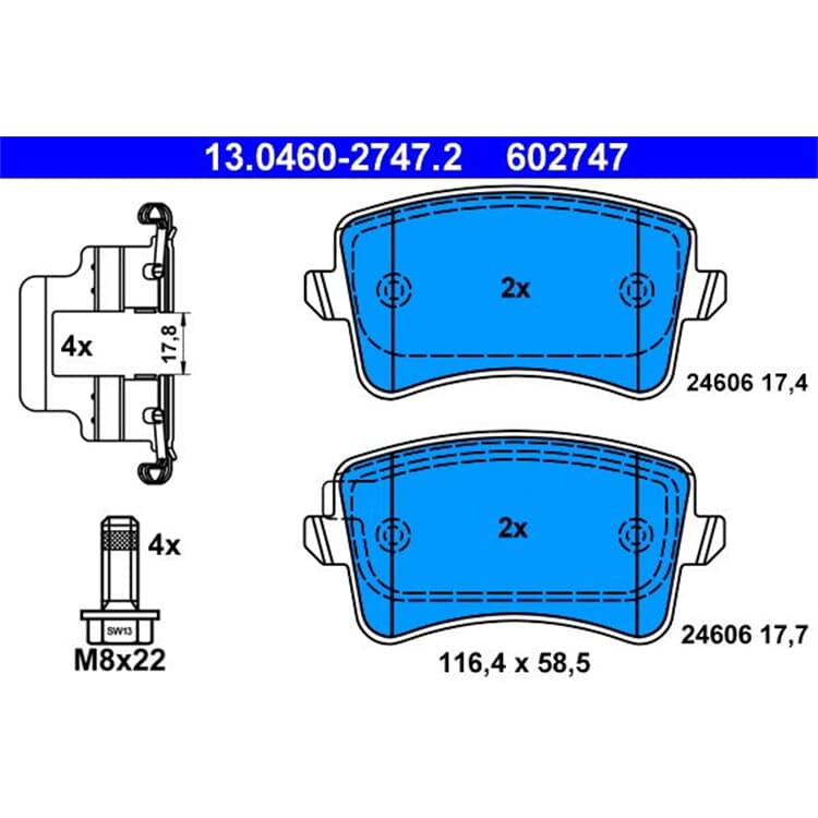 ATE Bremsbel?ge hinten Audi A4 A5 Q5 von ATE