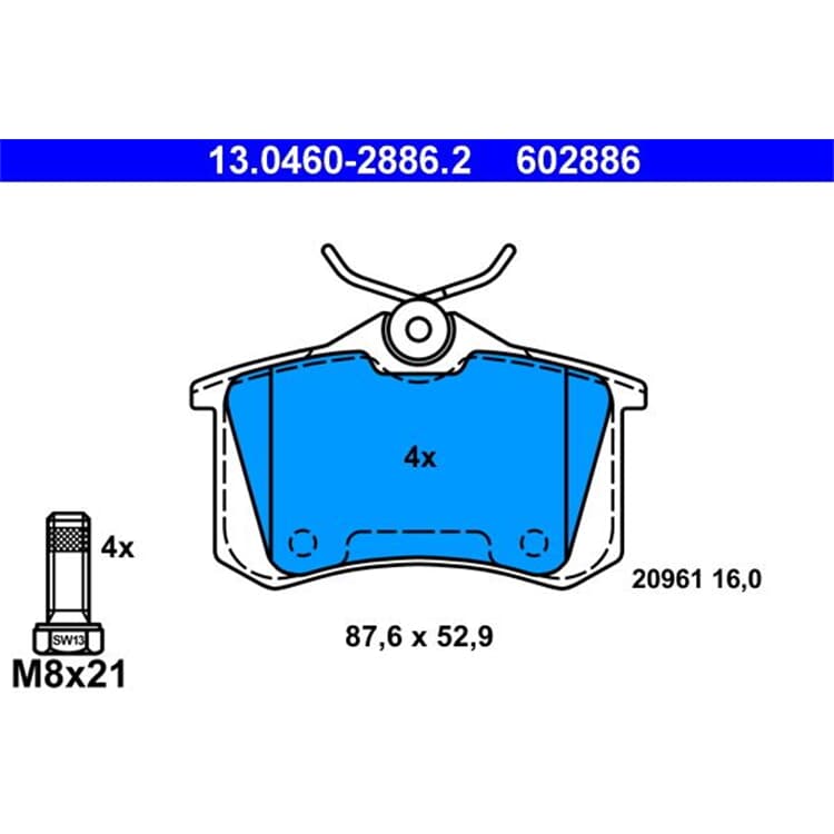 ATE Bremsbel?ge hinten Audi A4 A6 TT Seat Skoda VW von ATE