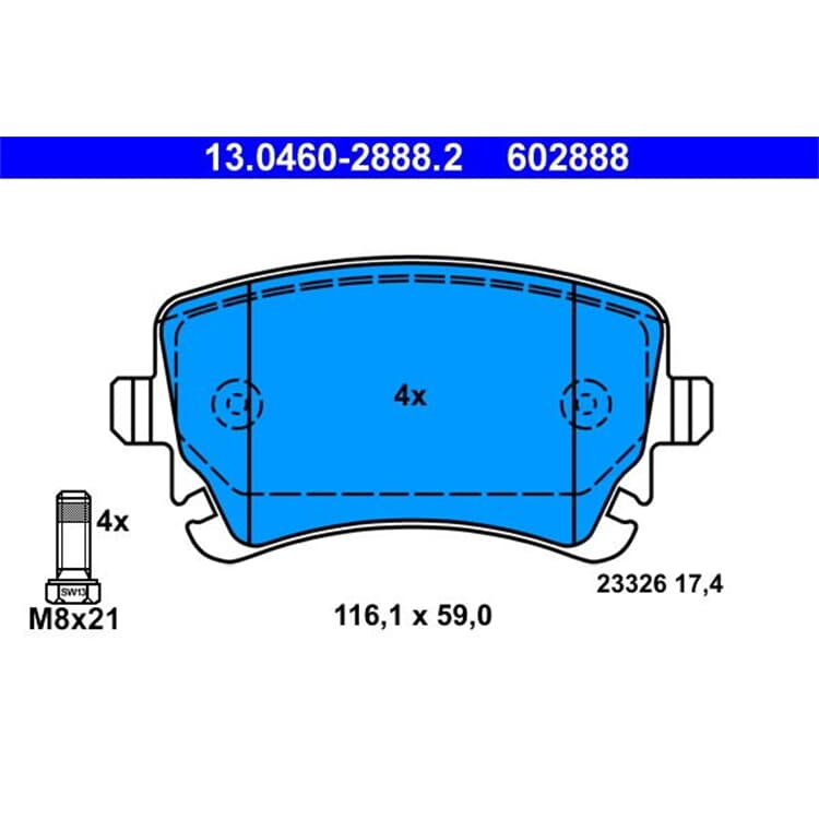 ATE Bremsbel?ge hinten Audi A4 A6 von ATE