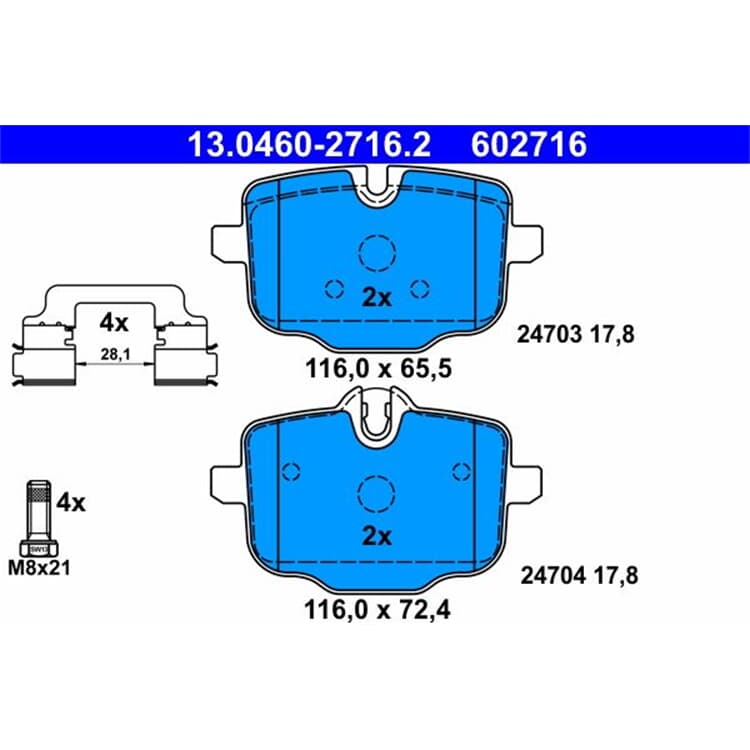 ATE Bremsbel?ge hinten BMW 5er F10 6er F13 von ATE