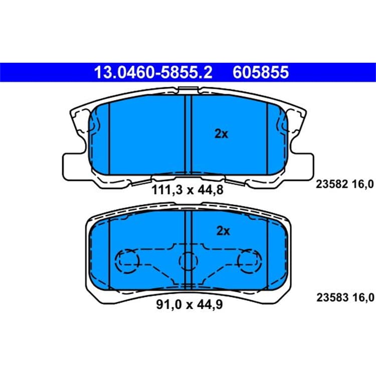 ATE Bremsbel?ge hinten Chrysler Citroen Jeep Lancia Mitsubishi Peugeot von ATE