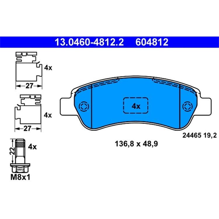 ATE Bremsbel?ge hinten Citroen Jumper Bus Fiat Ducato Peugeot Boxer von ATE