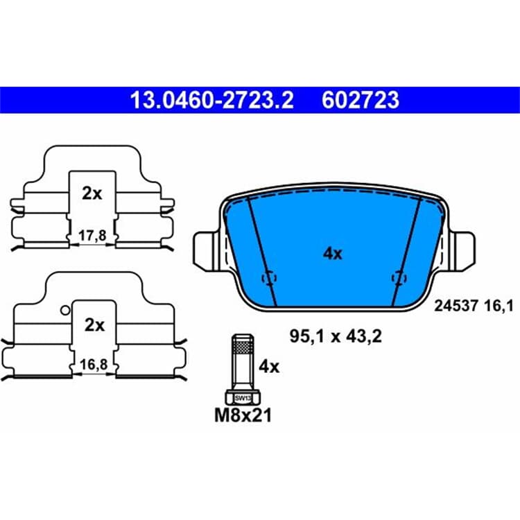 ATE Bremsbel?ge hinten Ford Focus Galaxy Kuga Mondeo S-Max von ATE