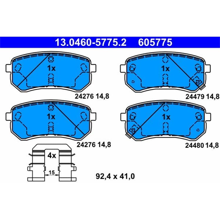 ATE Bremsbel?ge hinten Hyundai I10 Kia Picanto von ATE