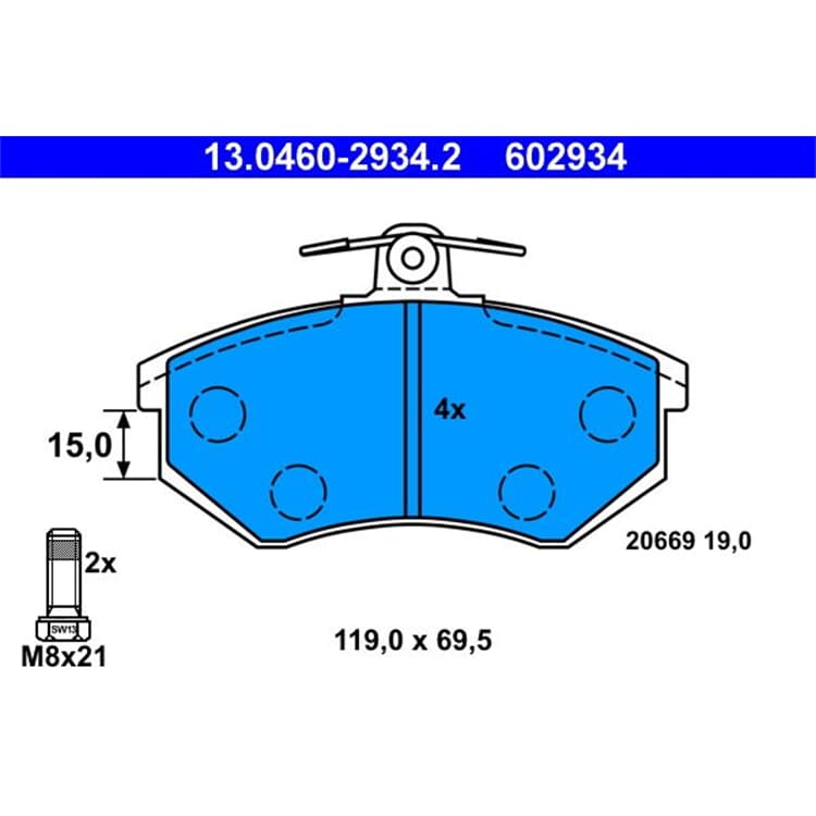 ATE Bremsbel?ge vorne Audi 100 200 80 90 A4 Cabriolet Coupe Quattro von ATE