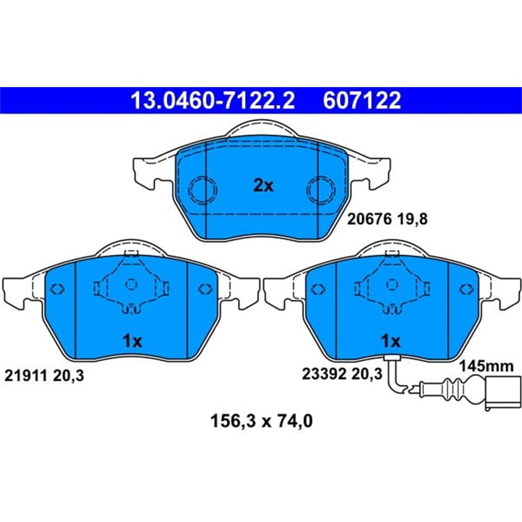 ATE Bremsbel?ge vorne Audi A3 Seat Leon Skoda Octavia VW Bora von ATE