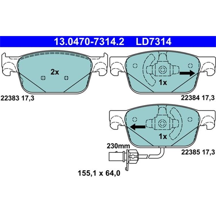 ATE Bremsbel?ge vorne Audi A4 A5 von ATE