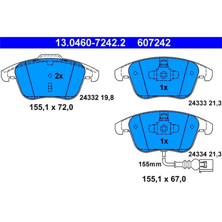 ATE Bremsbel?ge vorne Audi Q3 Seat Alhambra VW Sharan Tiguan von ATE