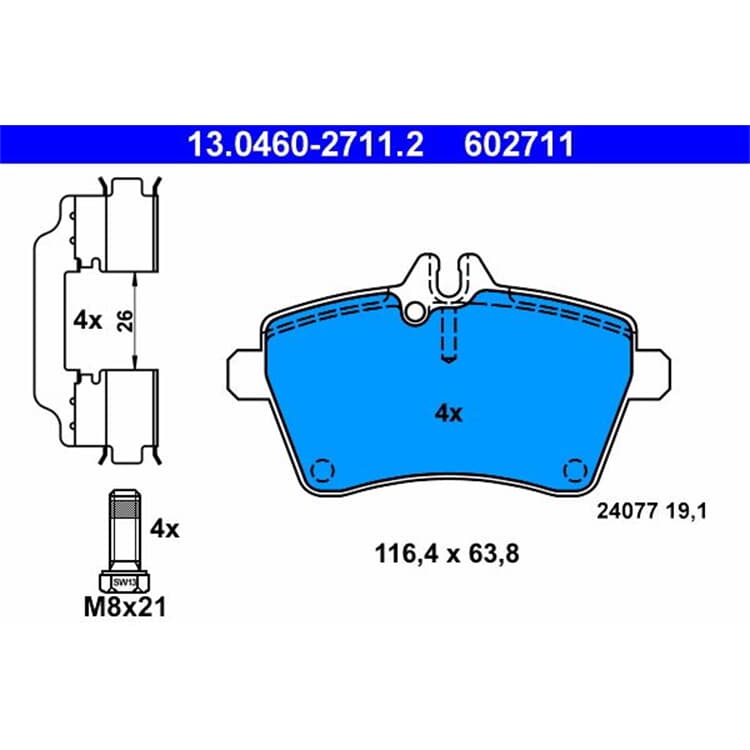 ATE Bremsbel?ge vorne Mercedes A-Klasse W169 B-Klasse W245 B150 B170 von ATE