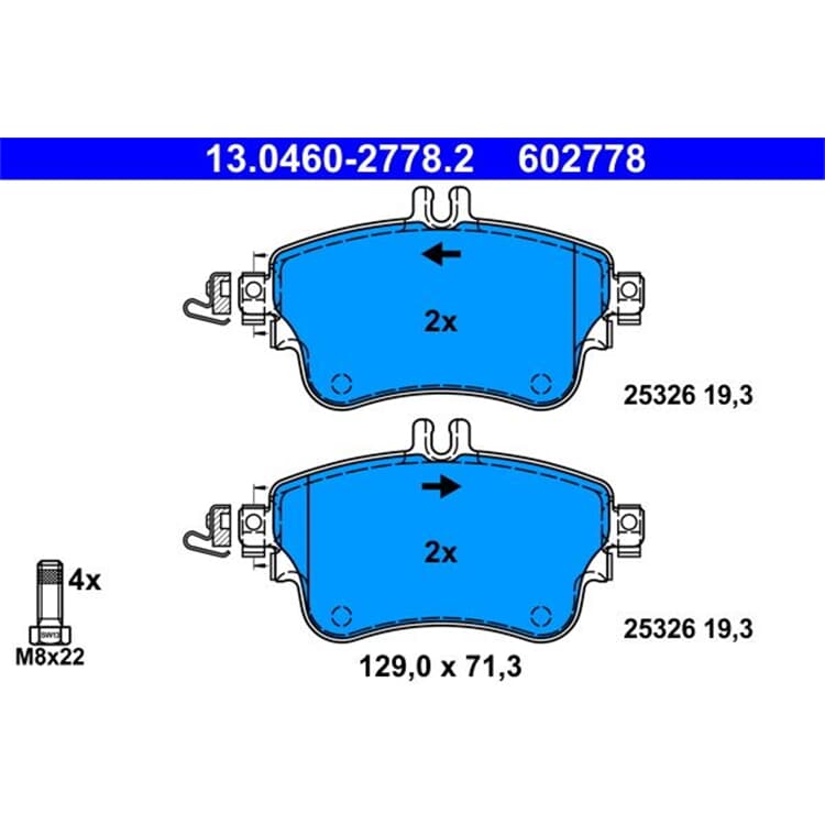 ATE Bremsbel?ge vorne Mercedes A-Klasse W176 B-Klasse W246 W242 von ATE