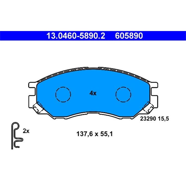 ATE Bremsbel?ge vorne Mitsubishi Delica L200 L400 von ATE