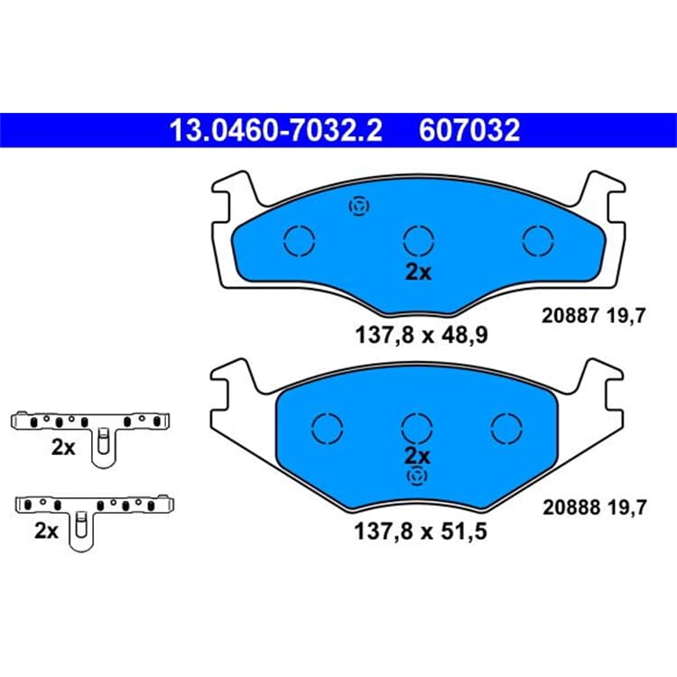 ATE Bremsbel?ge vorne Seat Toledo Ibiza VW Passat Golf Jetta von ATE