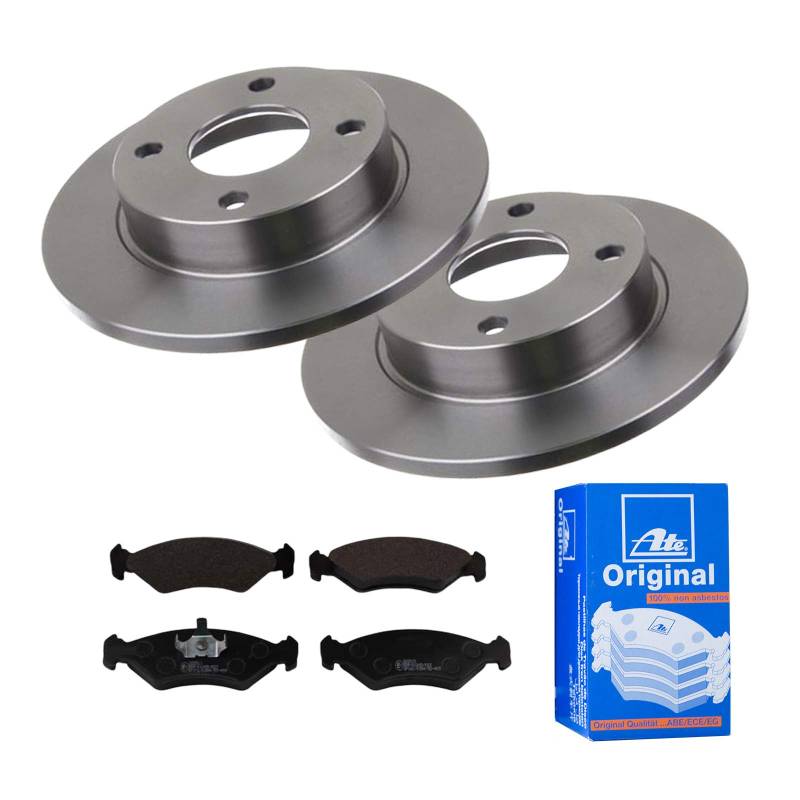 ATE Bremsen-Set 2 Bremsscheiben + Bremsbeläge Bremsensatz Einbau Vorne Bremsscheiben-Set Scheibenbremsen IJF1416JM0 passend für Ford Fiesta 4 Ka RBx von ATE Bundle