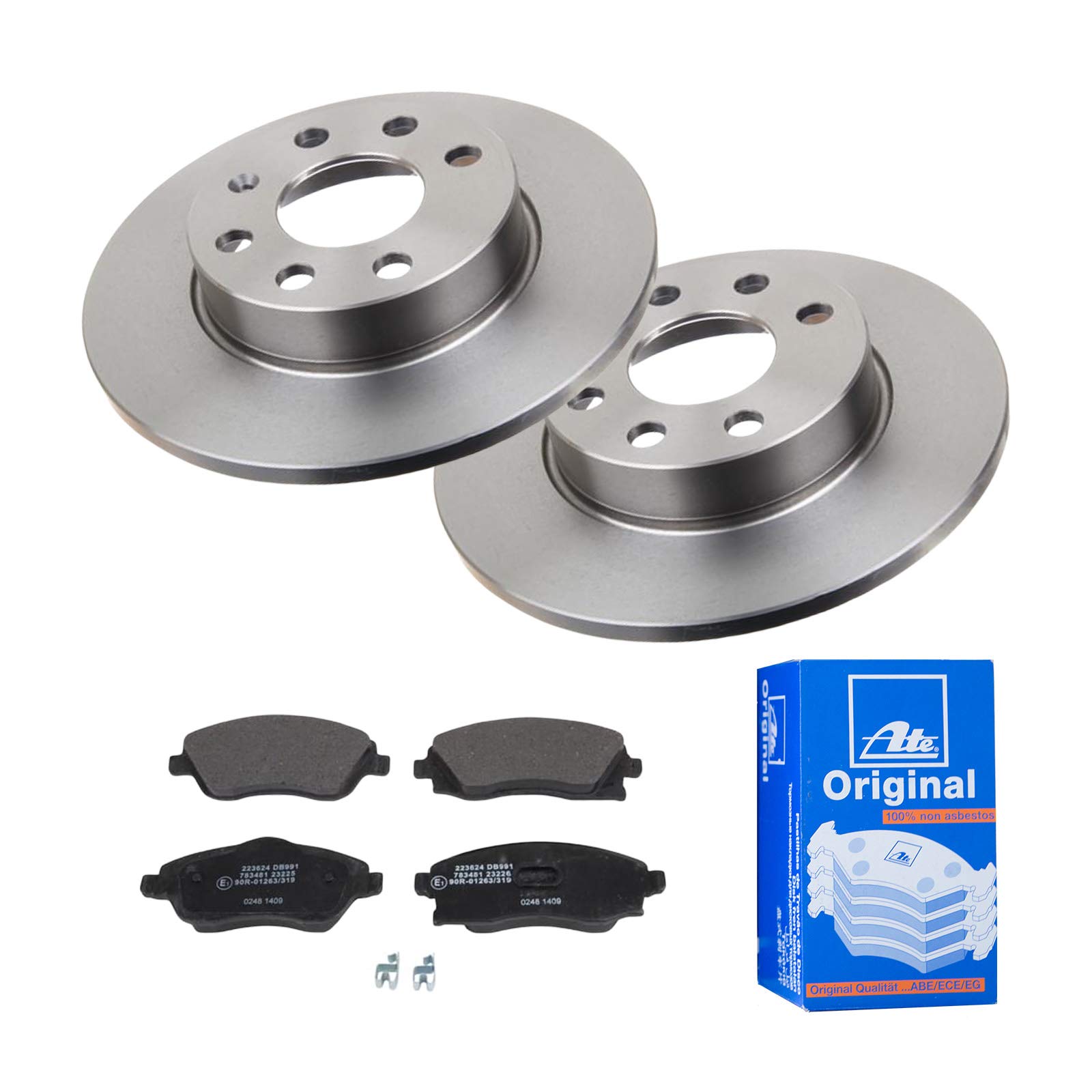 ATE Bremsen-Set 2 Bremsscheiben + Bremsbeläge Bremsensatz Ø240 Einbau Vorne Bremsscheiben-Set Scheibenbremsen passend für Opel Corsa 100 X01 von ATE