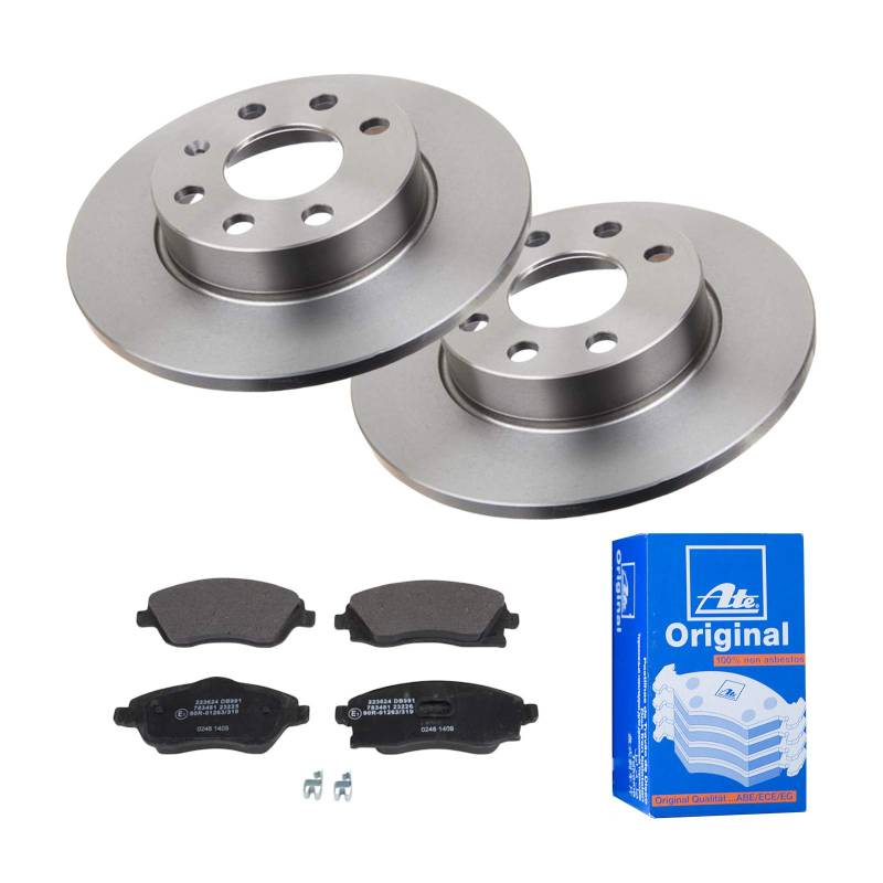 ATE Bremsen-Set 2 Bremsscheiben + Bremsbeläge Bremsensatz Ø240 Einbau Vorne Bremsscheiben-Set Scheibenbremsen passend für Opel Corsa 100 X01 von ATE