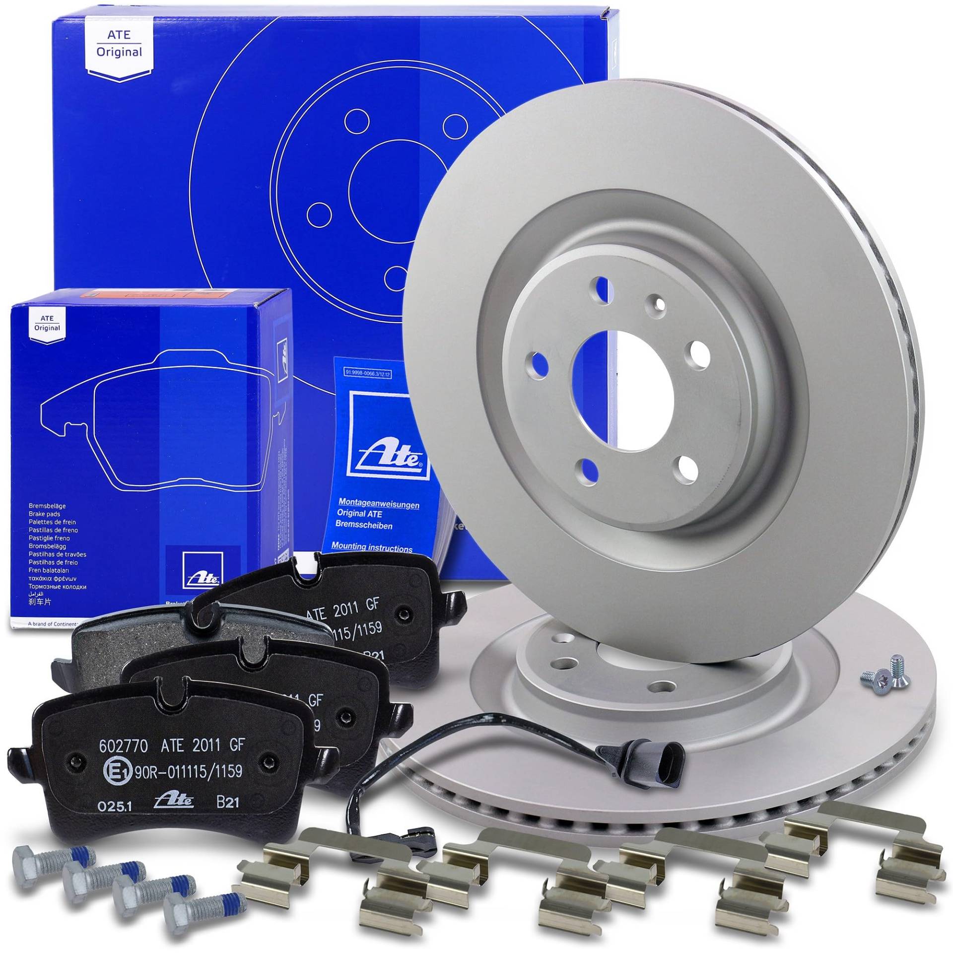 ATE Bremsenset Hinterachse inkl. Bremsscheiben hinten Ø 330 mm belüftet und Bremsbeläge hinten + Verschleißkontakt Kompatibel mit AUDI A6 Allroad C7, PORSCHE MACAN (95B) von Homry